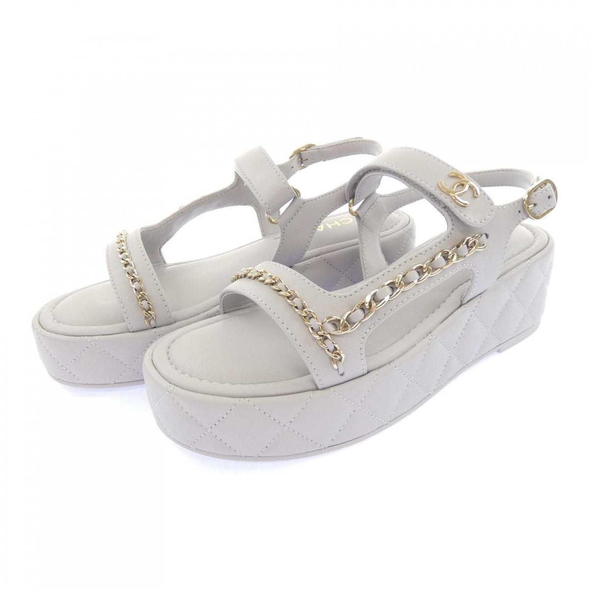 Chanel Quilted Sandals Gray — view 3