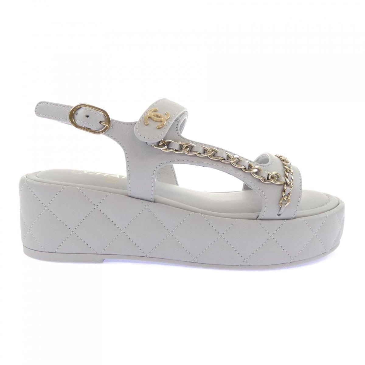 Chanel Quilted Sandals Gray