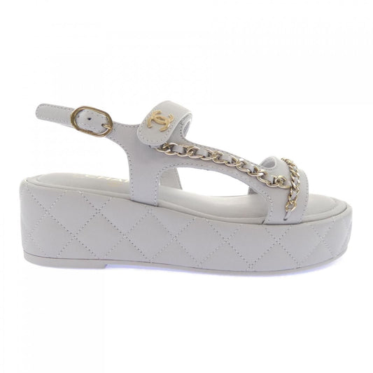 Chanel Quilted Sandals Gray