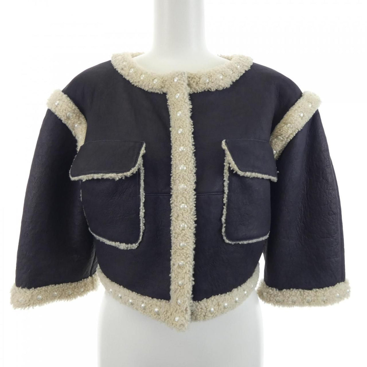 Chanel 14B Shearling Jacket Navy