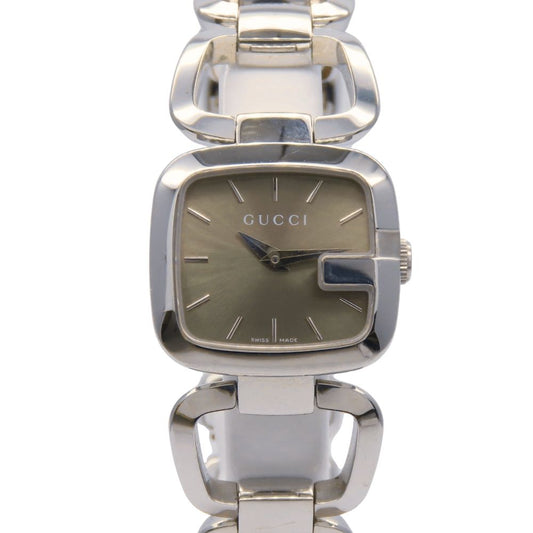 Gucci Watch Collection 125.5 Stainless Steel Silver Dial Brown Sunray Square