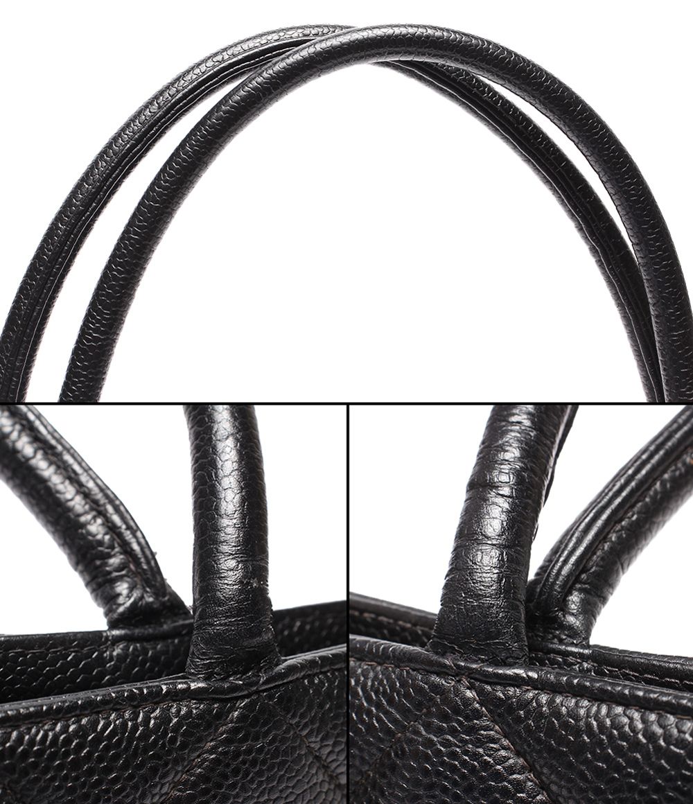 Chanel Tote Bag Silver Caviar Leather Quilted Reissue — view 6
