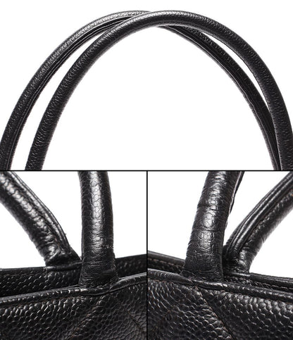 Chanel Tote Bag Silver Caviar Leather Quilted Reissue — view 6