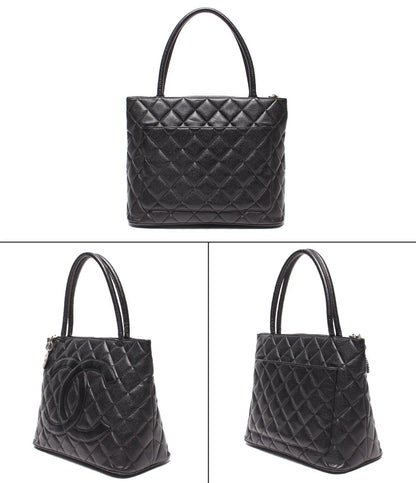 Chanel Tote Bag Silver Caviar Leather Quilted Reissue — view 2