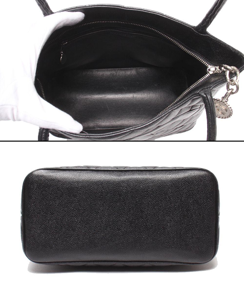 Chanel Tote Bag Silver Caviar Leather Quilted Reissue — view 3
