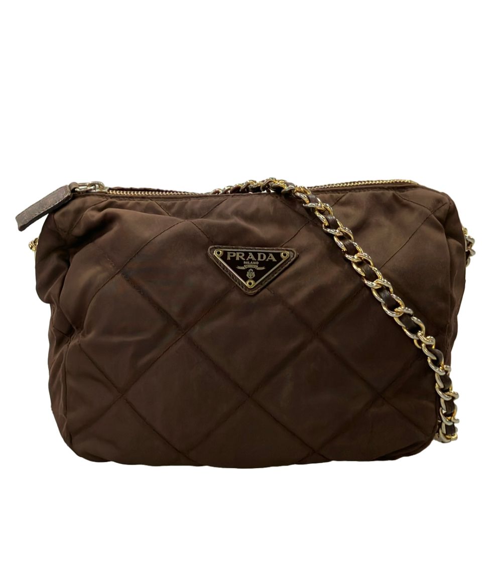 Prada Nylon Chain Shoulder Bag Crossbody Triangle Plate