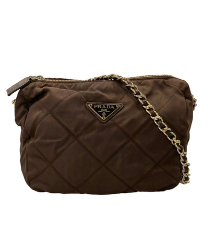 Prada Nylon Chain Shoulder Bag Crossbody Triangle Plate