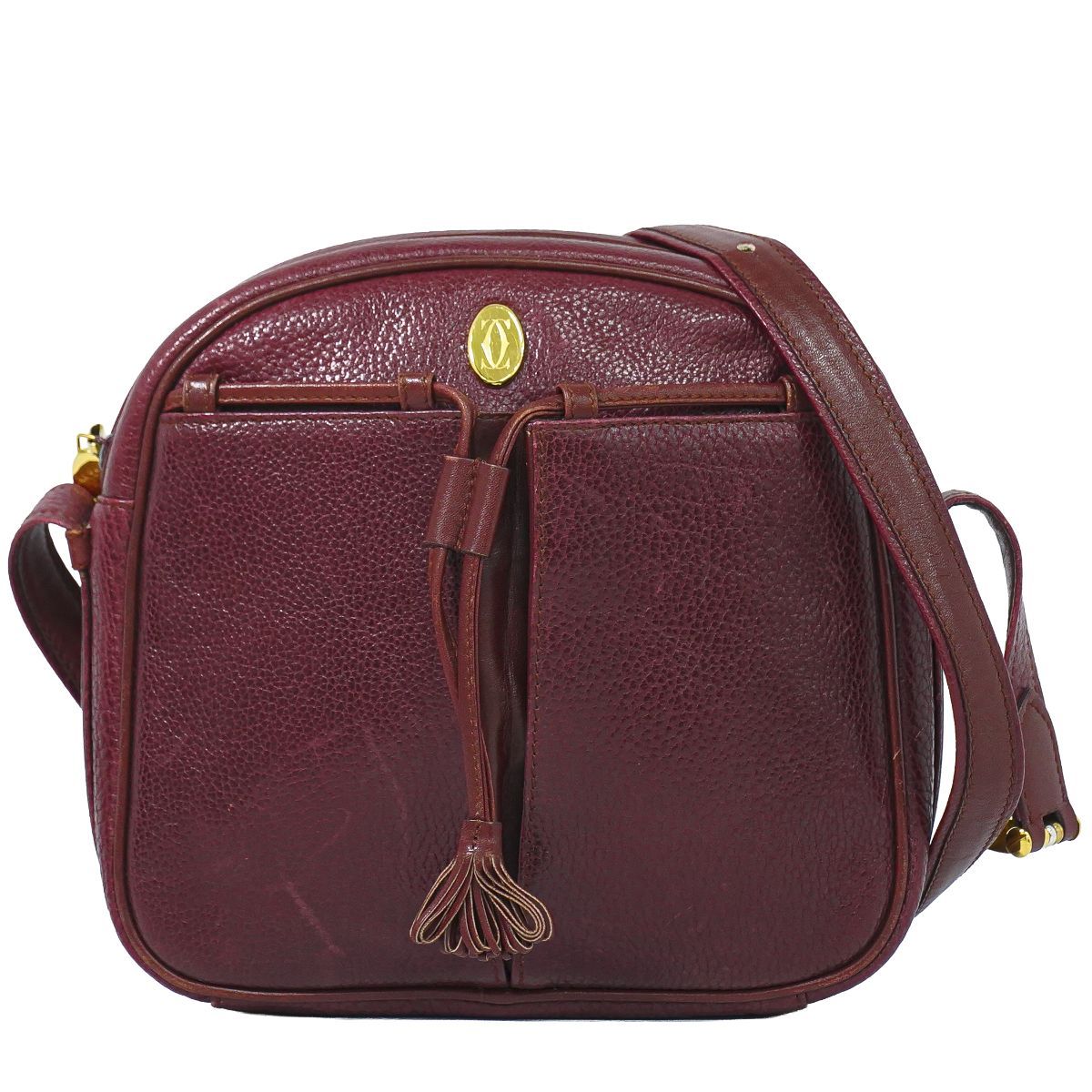 Cartier Must Line Shoulder Bag Pochette Leather Bordeaux