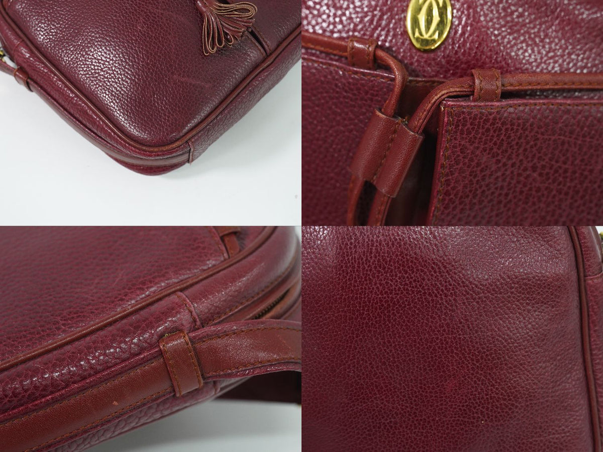 Cartier Must Line Shoulder Bag Pochette Leather Bordeaux — view 7