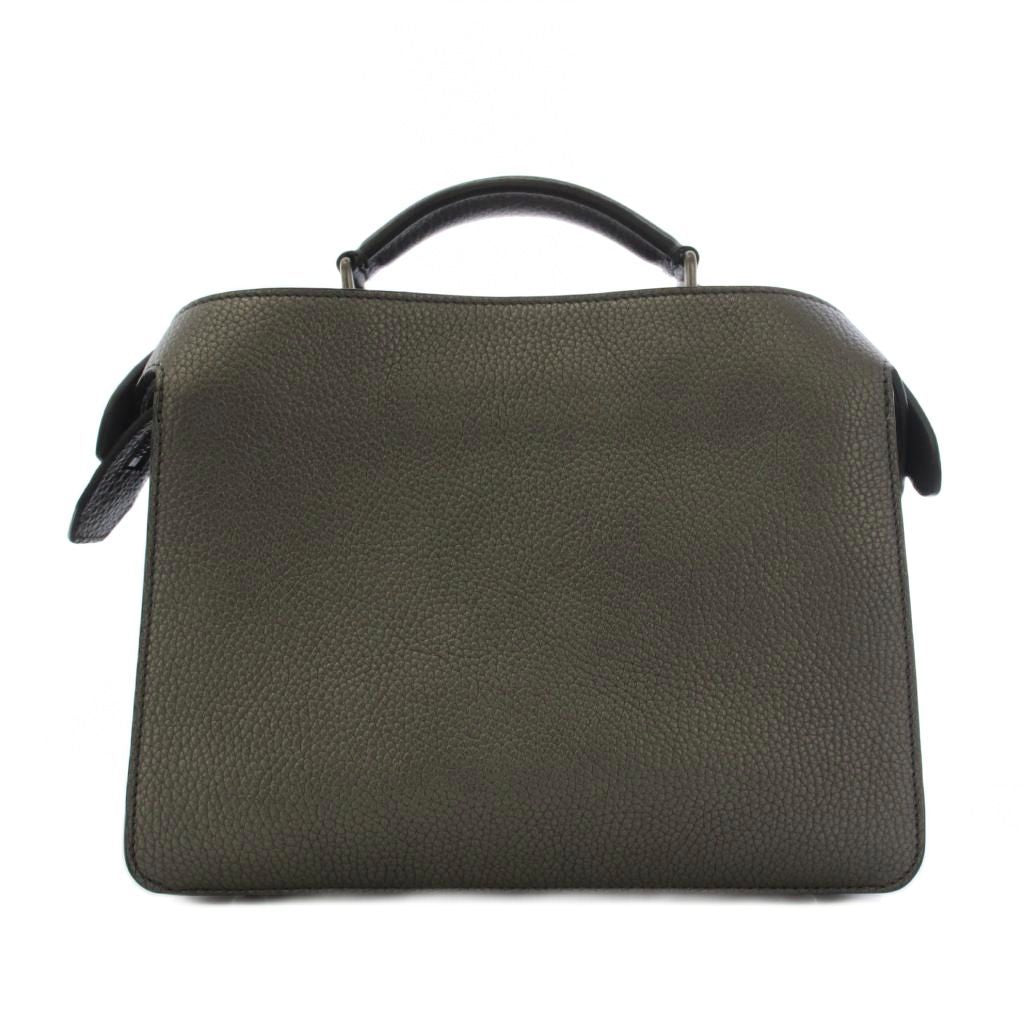 Fendi Peekaboo 2-Way Shoulder Bag Leather Metallic Gray — view 3