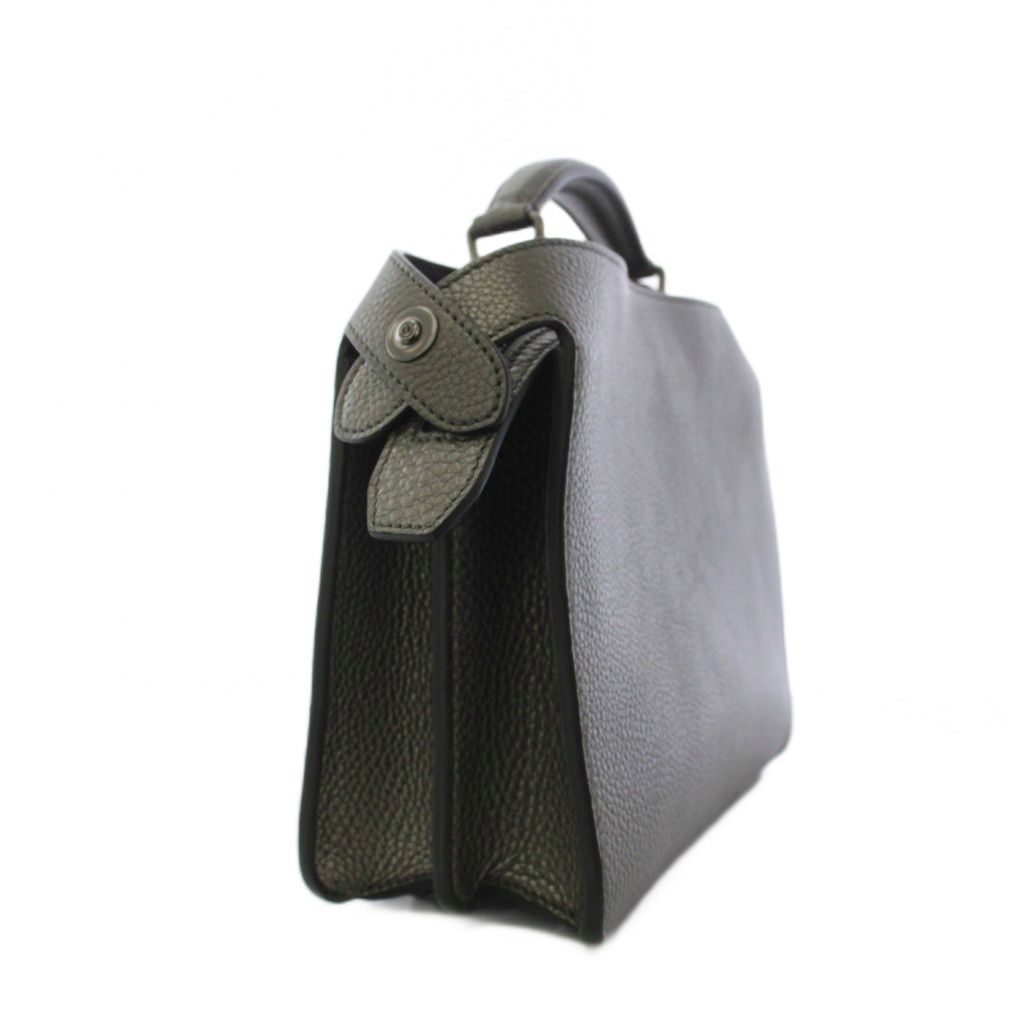Fendi Peekaboo 2-Way Shoulder Bag Leather Metallic Gray — view 2