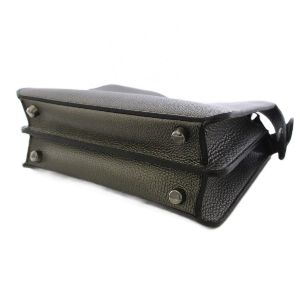 Fendi Peekaboo 2-Way Shoulder Bag Leather Metallic Gray — view 4