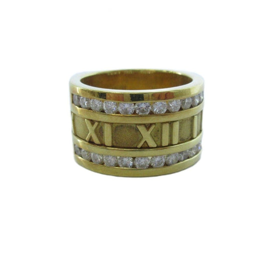 Tiffany & Co Atlas Wide Ring Diamond 18K Yellow Gold