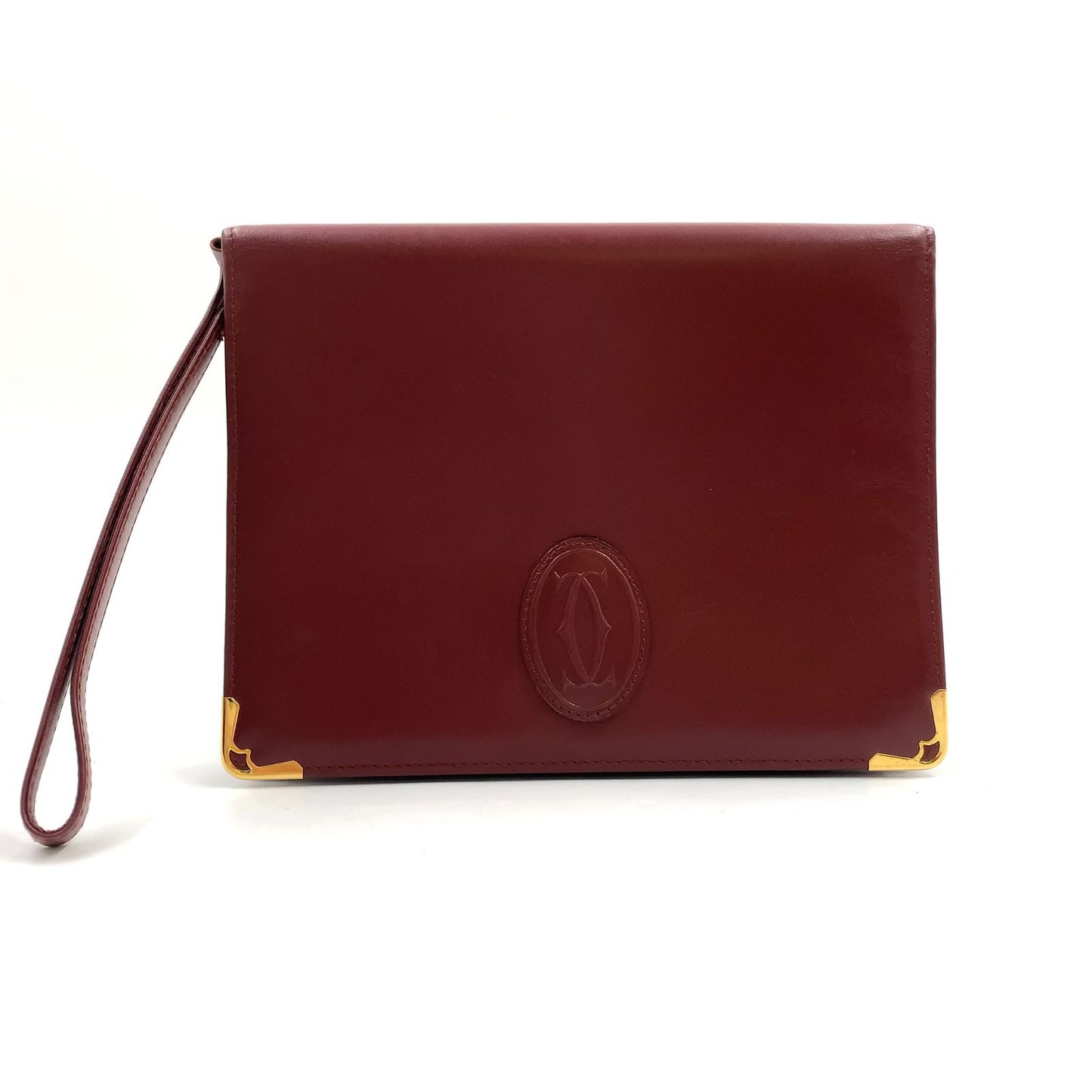 Cartier Must de Leather Bordeaux Clutch Gold
