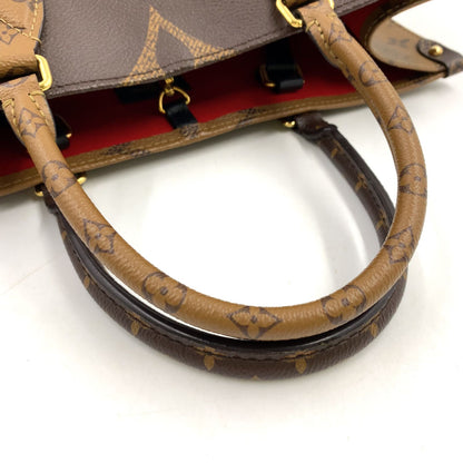Louis Vuitton On The Go MM Monogram Giant Leather Brown Black Tote Bag Gold — view 5