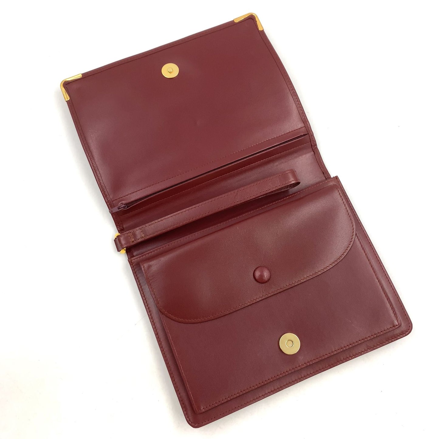 Cartier Must de Leather Bordeaux Clutch Gold — view 3