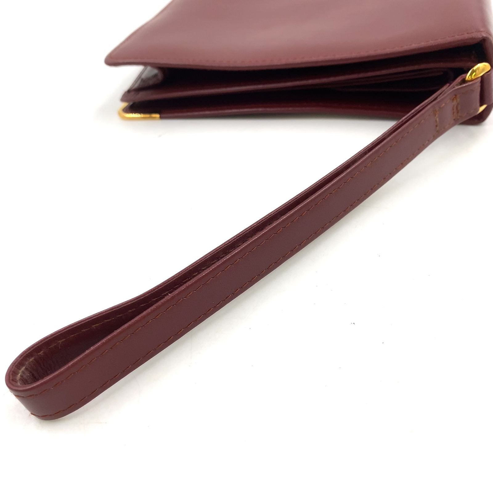 Cartier Must de Leather Bordeaux Clutch Gold — view 8