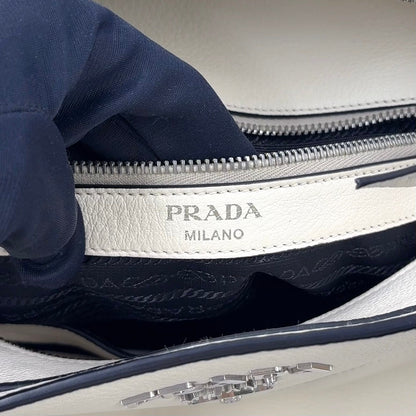 Prada Vitello Phenix Calfskin White Tote Bag Silver — view 4