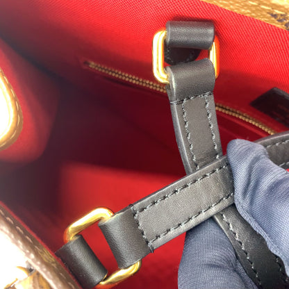 Louis Vuitton On The Go MM Monogram Giant Leather Brown Black Tote Bag Gold — view 8