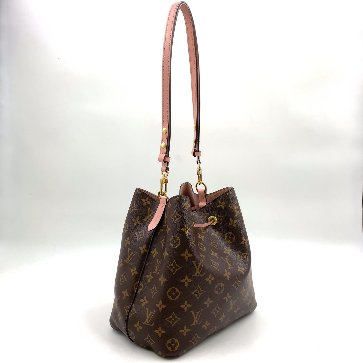 Louis Vuitton Monogram Enabled Leather Brown Light Pink Shoulder Bag Gold — view 2