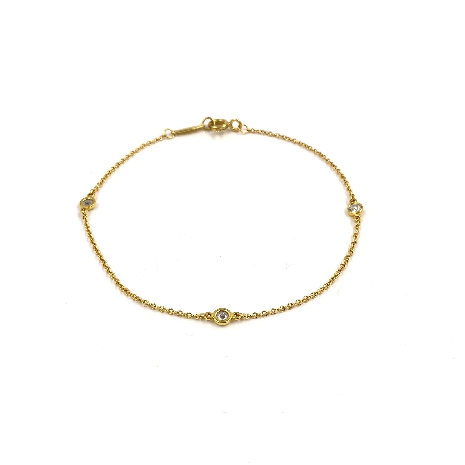 Tiffany & Co Diamond by the Yard 18K Gold Yellow Clear Bracelet
