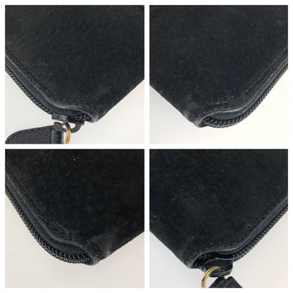 Gucci Vintage Bamboo 2-Way Black Gold Suede Leather Wallet on Chain Shoulder Bag — view 3