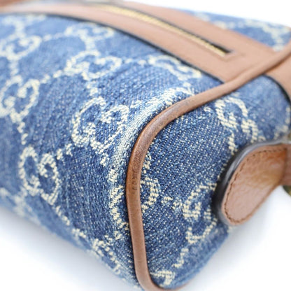 Gucci Ophidia Shoulder Bag Blue Brown Denim Leather Gold — view 5