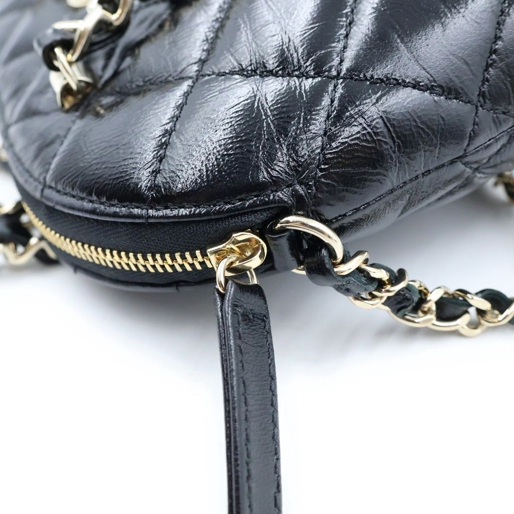 Chanel Quilted Small Shopping Bag Chain Bag Black Calfskin AS Gold — view 6