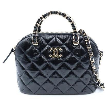 Chanel Quilted Small Shopping Bag Chain Bag Black Calfskin AS Gold