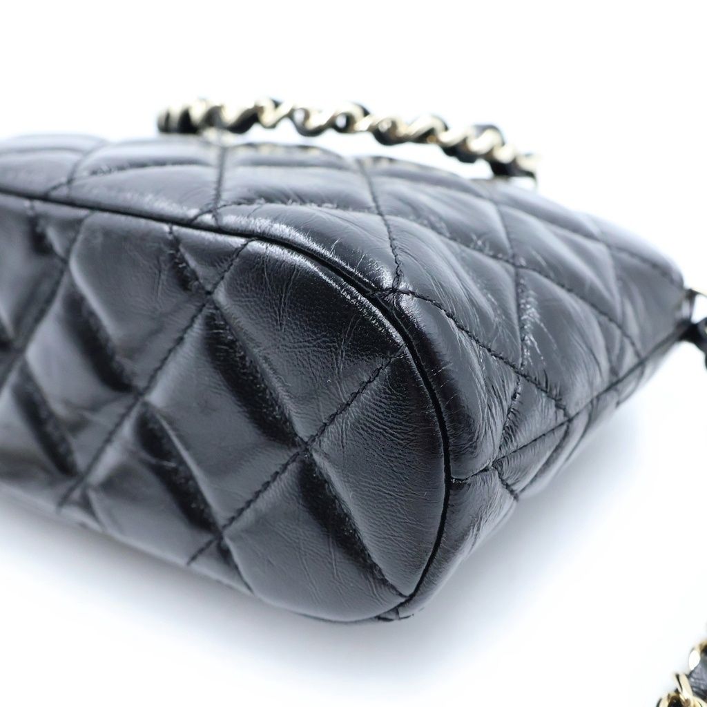 Chanel Quilted Small Shopping Bag Chain Bag Black Calfskin AS Gold — view 5