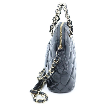 Chanel Quilted Small Shopping Bag Chain Bag Black Calfskin AS Gold — view 3