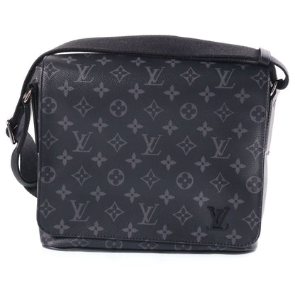 Louis Vuitton Monogram Eclipse District PM Shoulder Bag Black Leather Silver