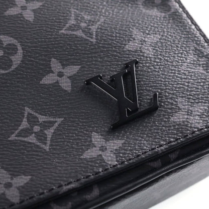 Louis Vuitton Monogram Eclipse District PM Shoulder Bag Black Leather Silver — view 6