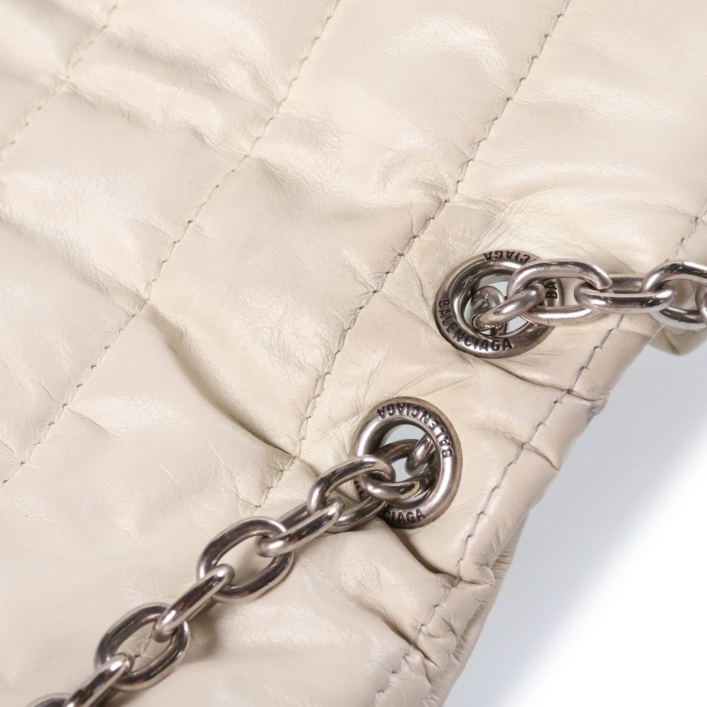 Balenciaga Monaco XS Leather Chain Shoulder Bag White — view 6