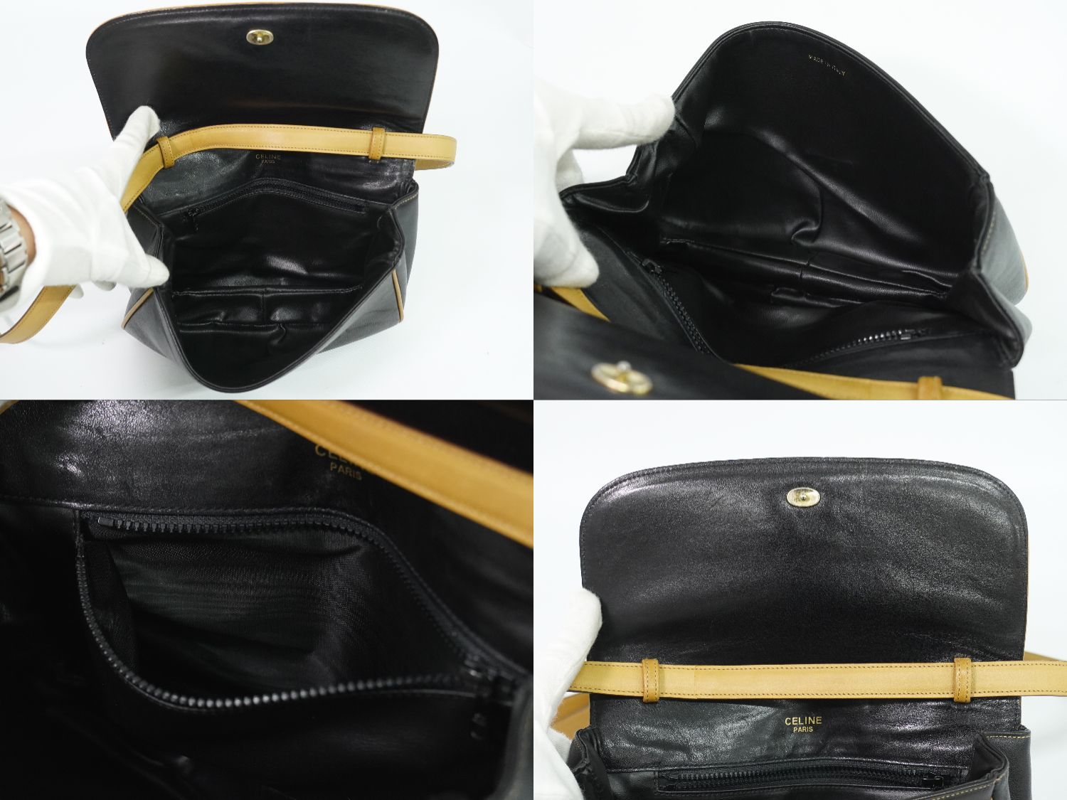 Celine Leather Shoulder Bag Pochette Black — view 8