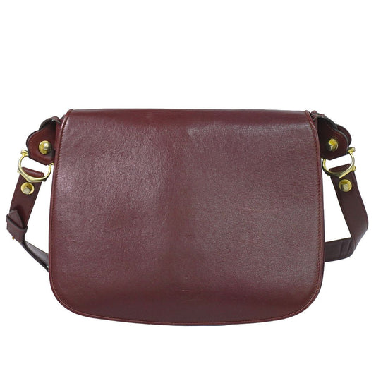 Cartier Must Line Shoulder Bag Pochette Leather Bordeaux
