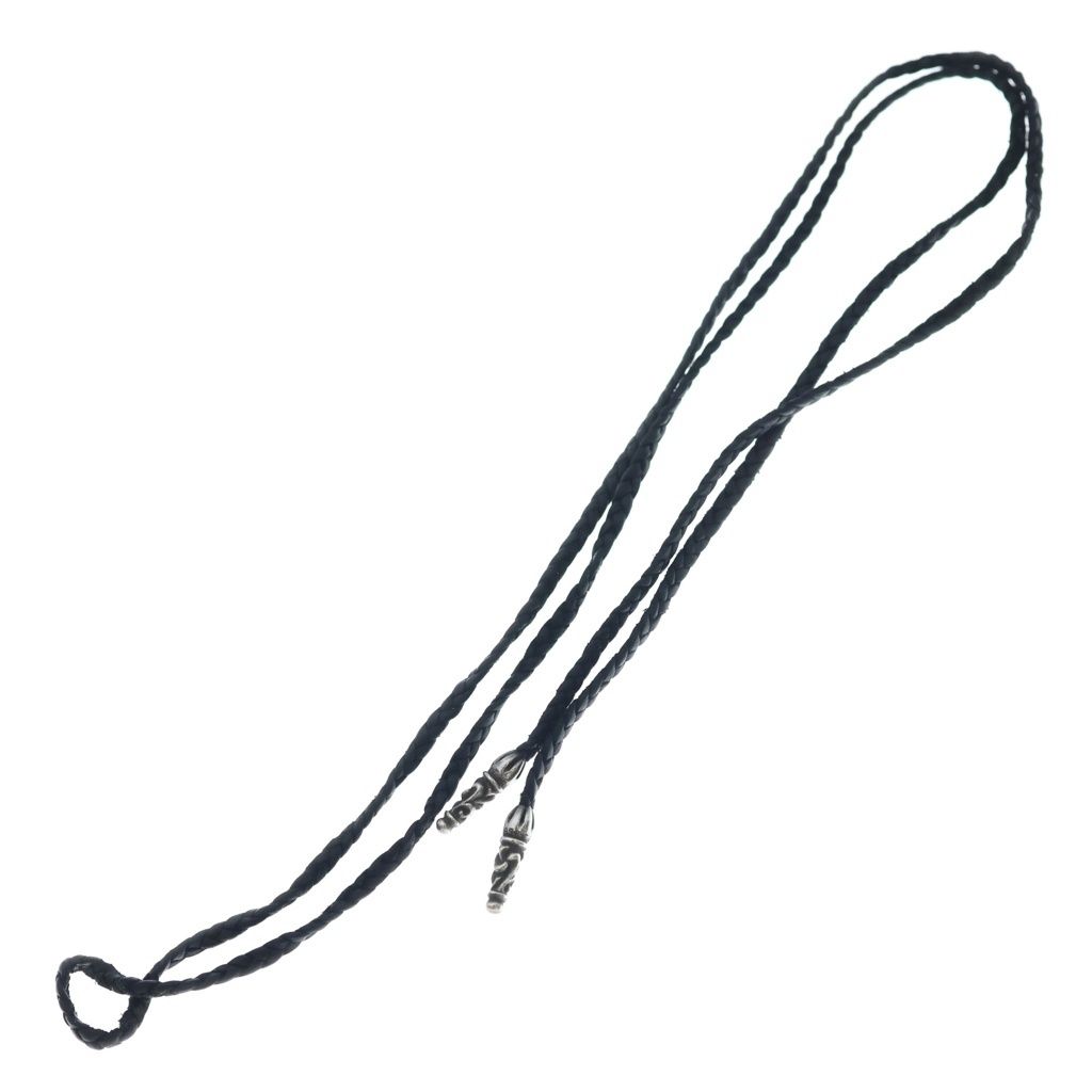 Chrome Hearts Leather Braid Scroll Necklace Braidnecklace Black Silver — view 2