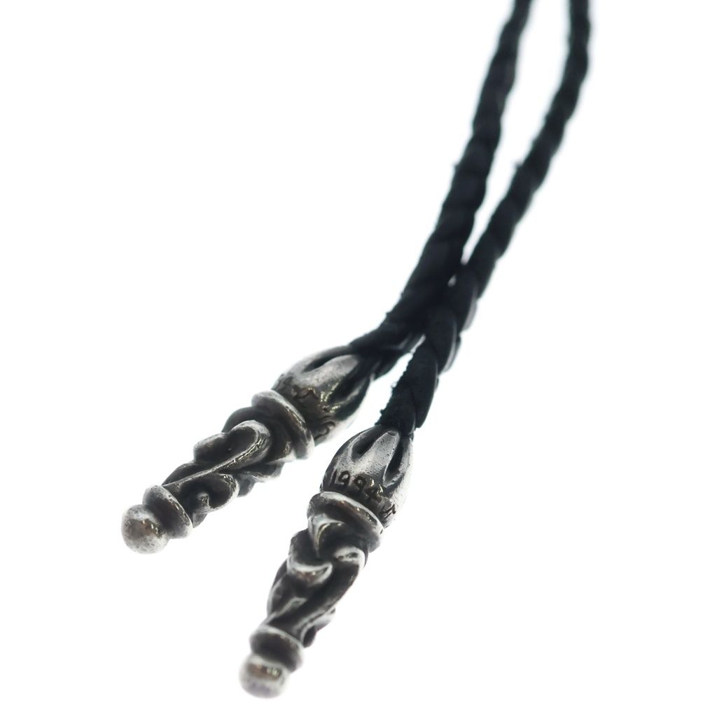 Chrome Hearts Leather Braid Scroll Necklace Braidnecklace Black Silver — view 4