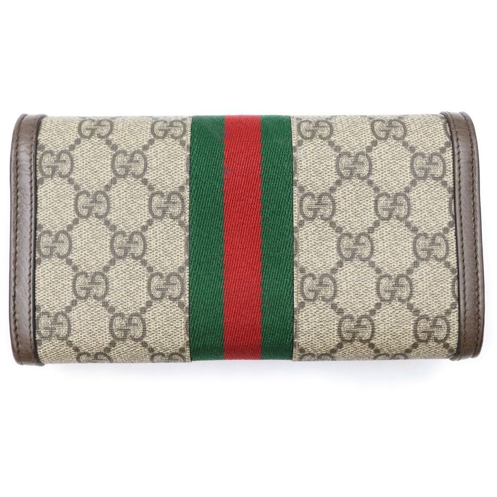 Gucci Ophidia Continental Wallet Shoulder Bag Leather Beige Brown — view 2
