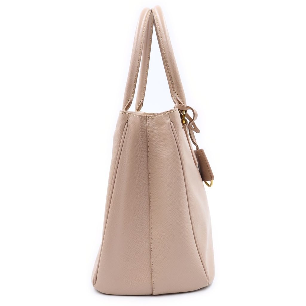 Prada Galleria 2-Way Shoulder Bag Pink Beige Saffiano Leather Gold — view 3