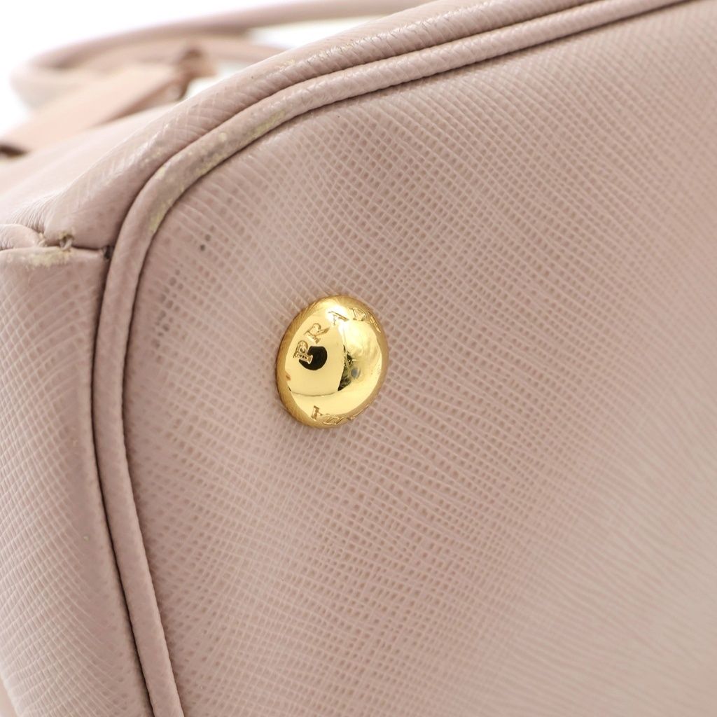 Prada Galleria 2-Way Shoulder Bag Pink Beige Saffiano Leather Gold — view 6