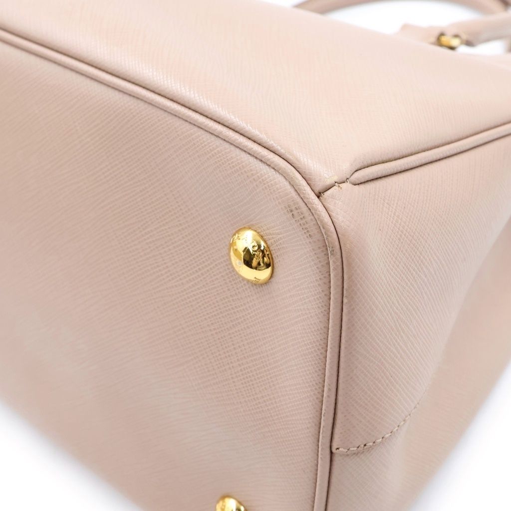 Prada Galleria 2-Way Shoulder Bag Pink Beige Saffiano Leather Gold — view 5