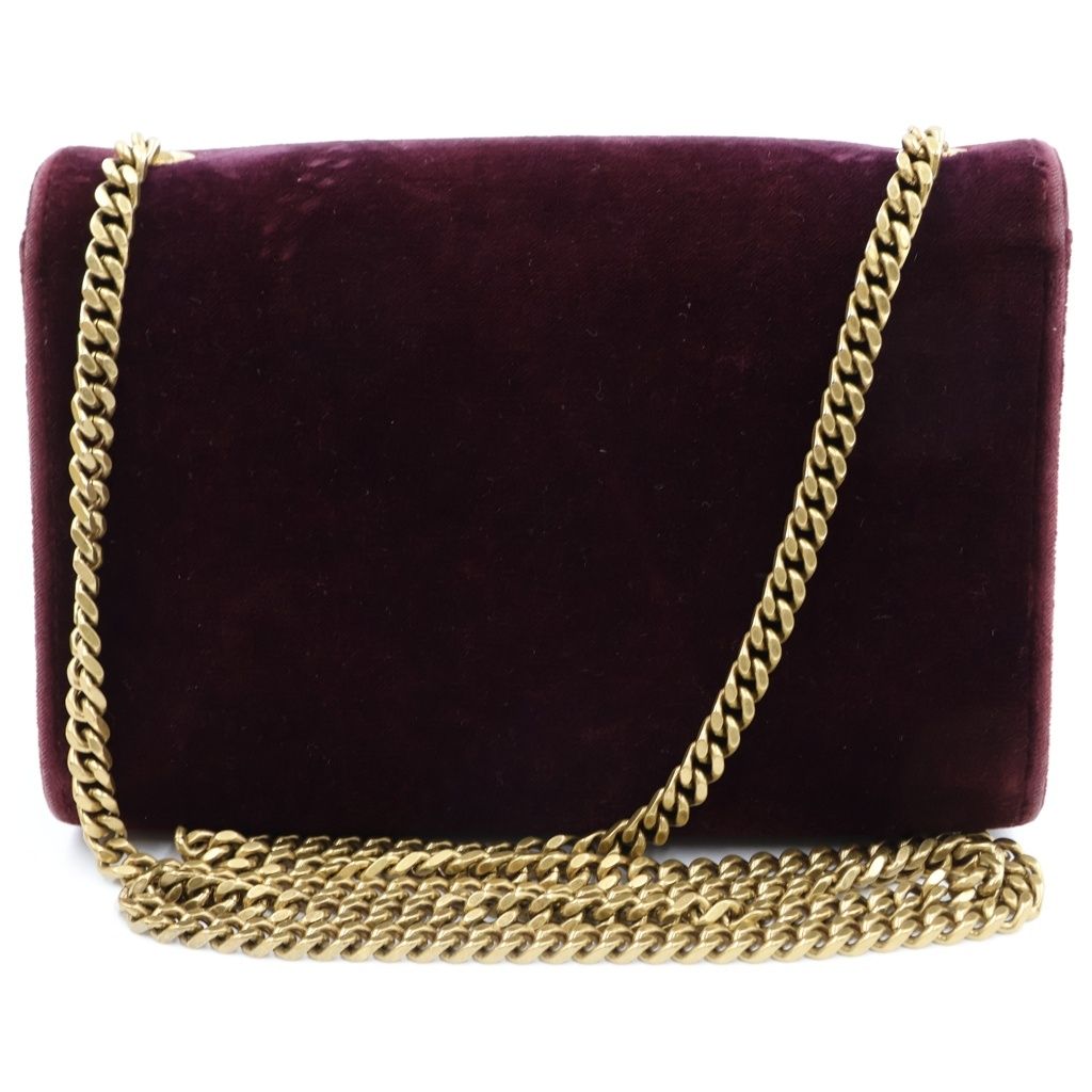Saint Laurent Paris Kate Velour Shoulder Bag Chain Wine Red Bordeaux Gold — view 2