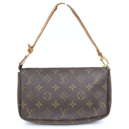 Louis Vuitton Monogram Pochette Soir Handbag Pouch Case Brown Leather Gold — view 2