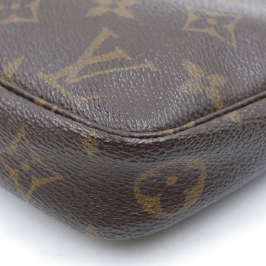 Louis Vuitton Monogram Pochette Soir Handbag Pouch Case Brown Leather Gold — view 5