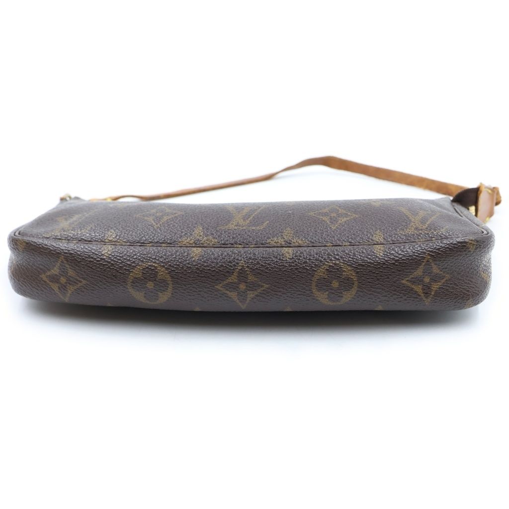 Louis Vuitton Monogram Pochette Soir Handbag Pouch Case Brown Leather Gold — view 4