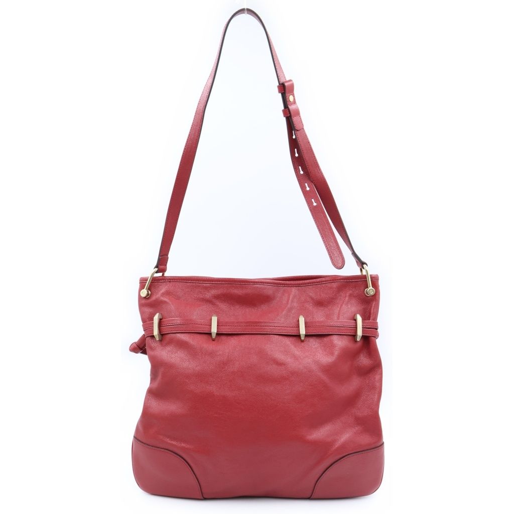 Gucci Horsebit Drawstring Shoulder Bag Red Leather Gold — view 2