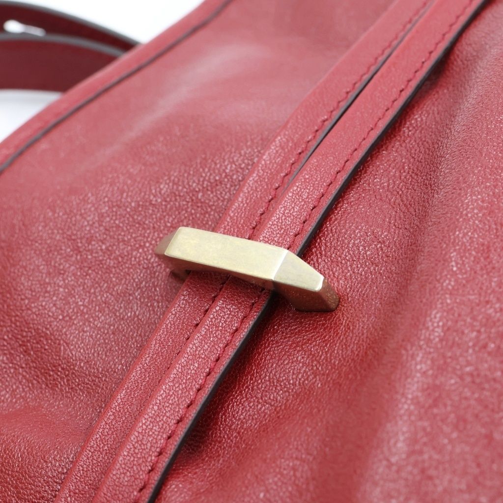Gucci Horsebit Drawstring Shoulder Bag Red Leather Gold — view 6