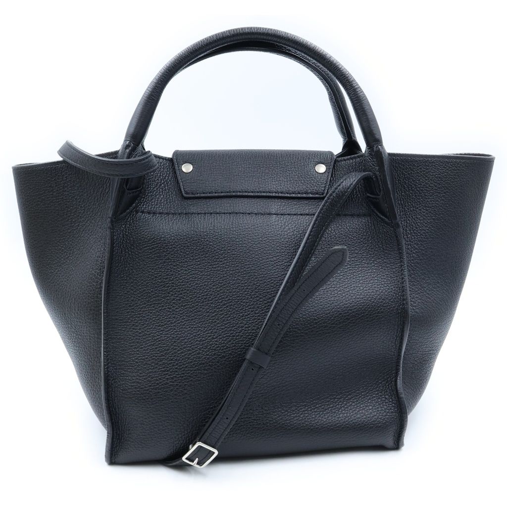 Celine Big Small Leather 2-Way Hand Shoulder Tote Bag Silver Black — view 2