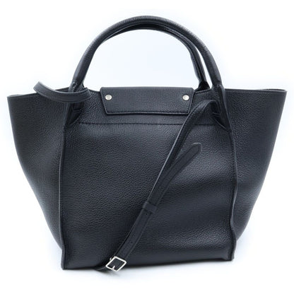 Celine Big Small Leather 2-Way Hand Shoulder Tote Bag Silver Black — view 2